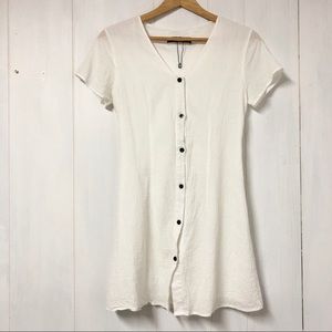 NWOT White Fox White Button Front Mini Dress